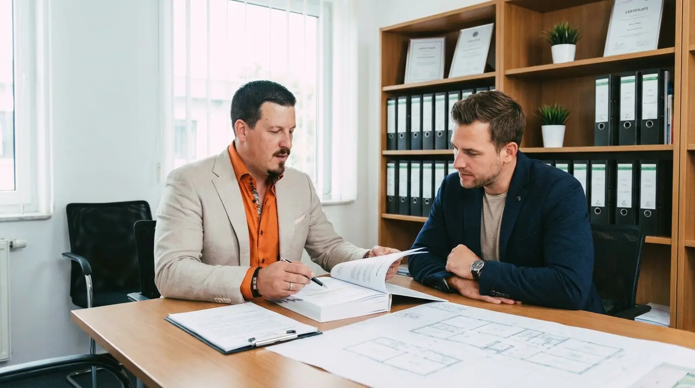 Besprechung eines Gutachtens im Büro